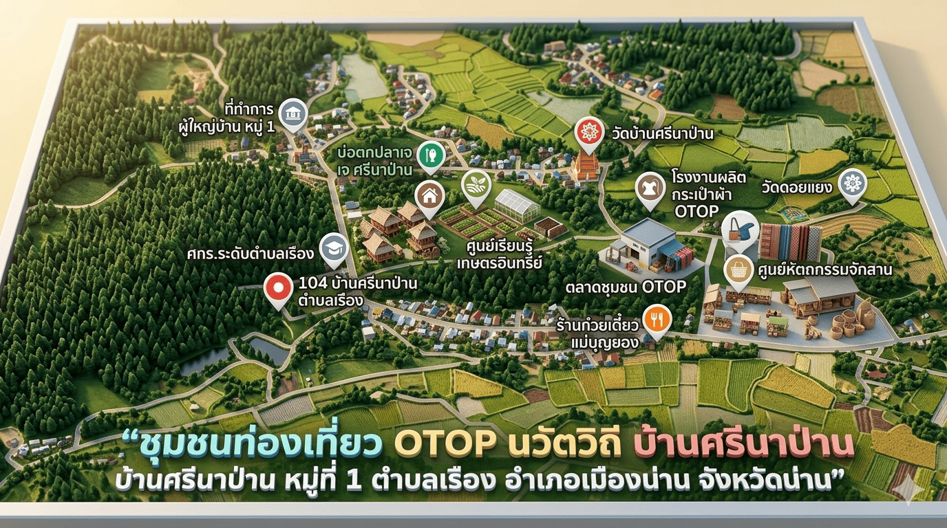 สำนักงานพัฒนาชุมชนอำเภอเมืองน่าน ร่วมขับเคลื่อนหมู่บ้านชุมชนท่องเที่ยว OTOP นวัตวิถี บ้านศรีนาป่าน 